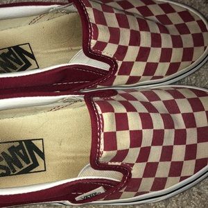 Maroon checkered Vans